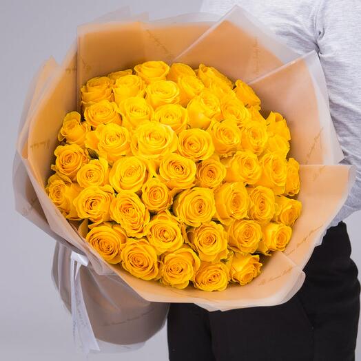 50 Premium Yellow Roses Bouquet
