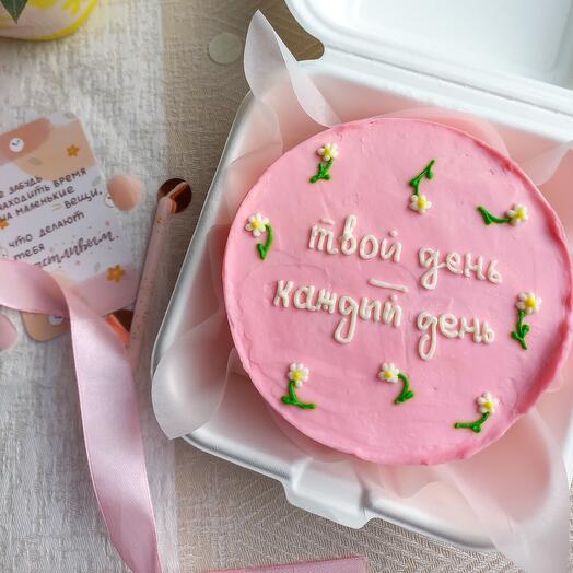 Бенто-торт розовый с ромашками