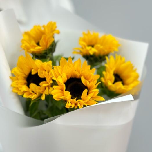 🌻 Букет "Оранж" 🌻 (5 подсолнухов)