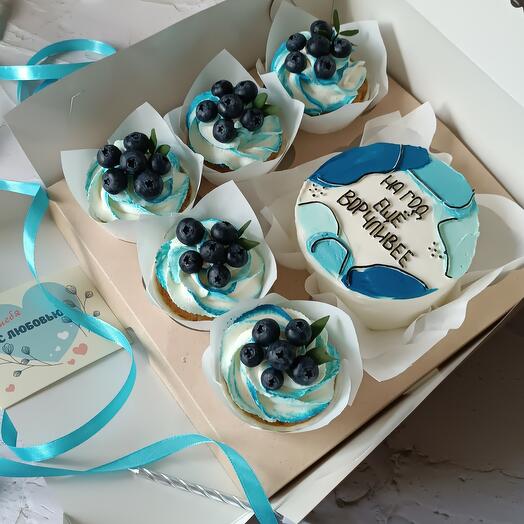 Conjunto de pastel de Bento + 5 cupcakes