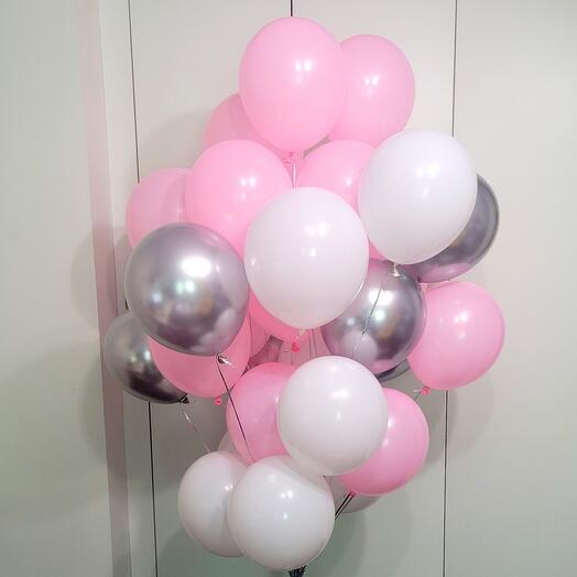 Fuente suave felicidad de 30 bolas rosa-blanco-plata