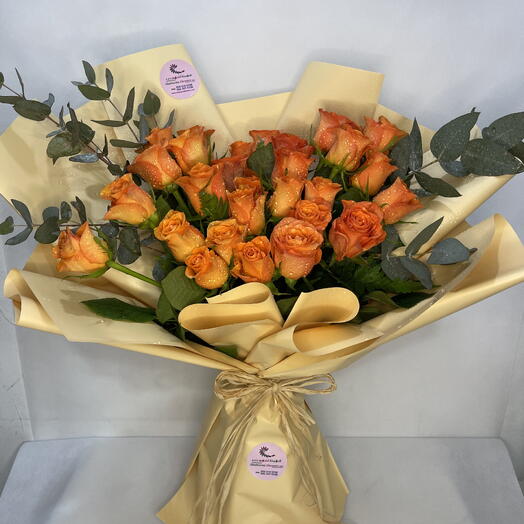 Orange Crush: 20 Long-Stem Orange Roses with Fillers in Pretty Wrapping