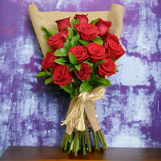 Love In Bloom: 12 Red Rose Bouquet