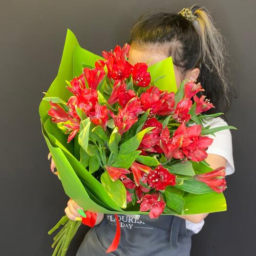 Bouquet with red alstroemeria