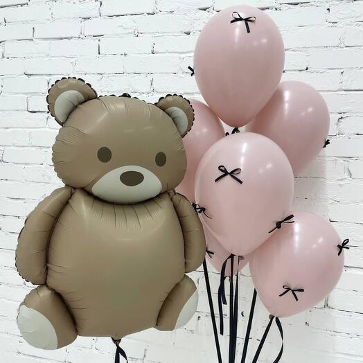 Шары с бантиками Мишка