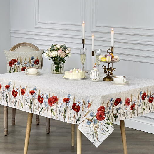 Mantel de Gobelino, Jacquard, 140 x 180 cm, Amapolas