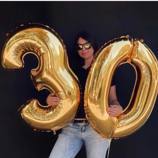 Воздушные шары цифры золото 30