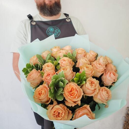 Персиковые розы🧡Пионовидные розы