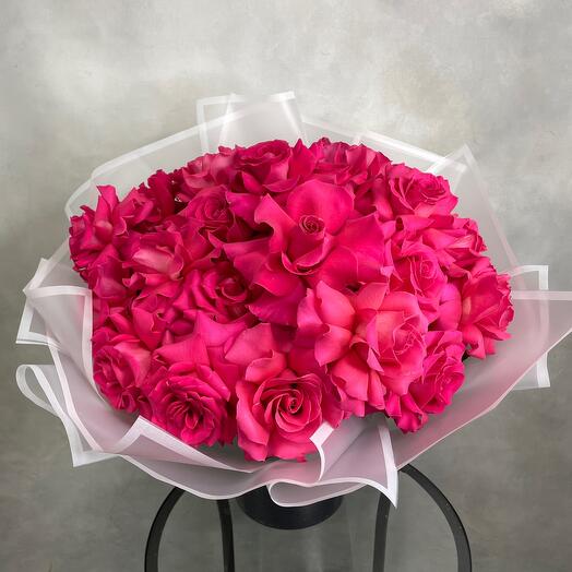 Большой букет французских роз Пинк Флойд