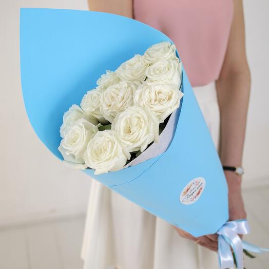 💙Букет из 11 белых роз Эквадор 60 см