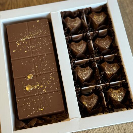 🔥Набор: «Дубайский шоколад» из 8 конфет сердечек + плитка