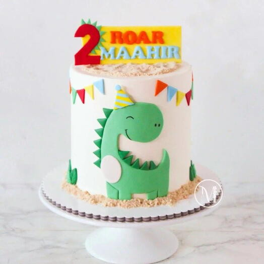 Baby Green Dinosaur Birthday Cake