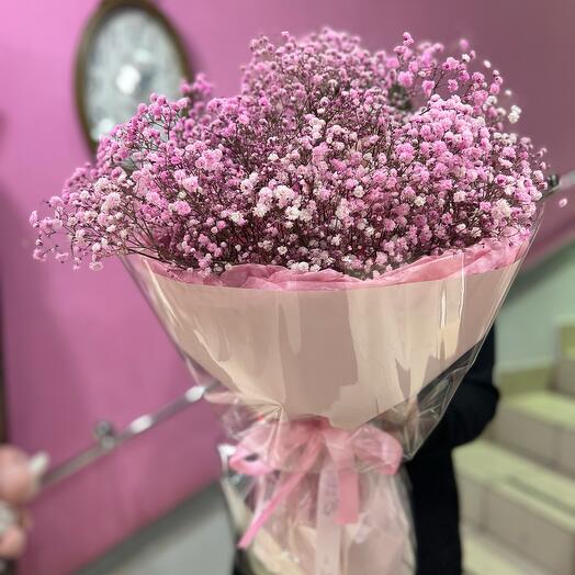 "Nube rosa" exuberante ramo de gypsophila