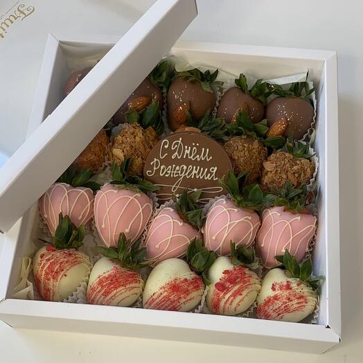 Fresas cubiertas de chocolate, set de regalo