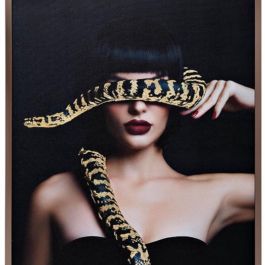89VOR-GIRL/SNAKE-1 Холст "Девушка со змеей"120х80см,багет латунь, поталь