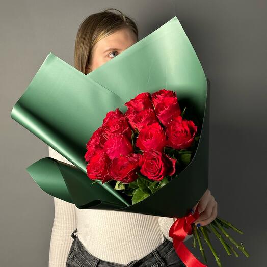 🌹Букет Emerald с бордовыми розами