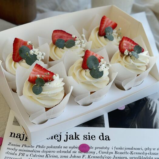 Cupcakes de 6 piezas con fresas