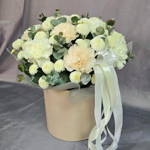 A delicate bouquet of the most persistent flowers-dianthus and chrysanthemum Pompom