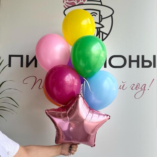 Набор/фонтан из шаров "Моей звёздочки" /фольгированный шар/латексные шары/шары с гелием/Доставка Уфа