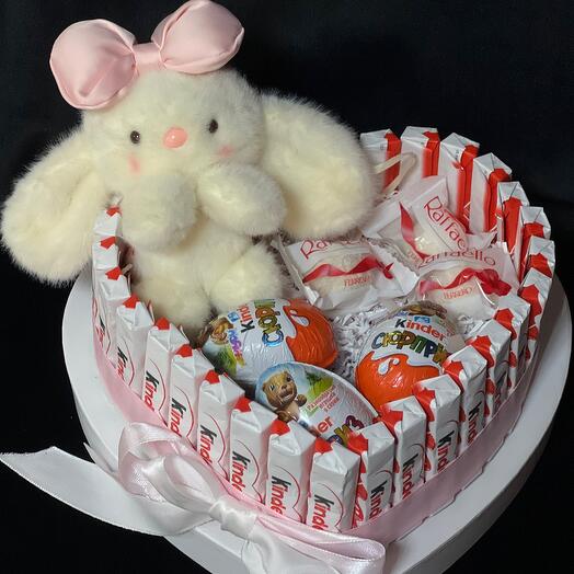 Сердце киндер с мягкой игрушкой