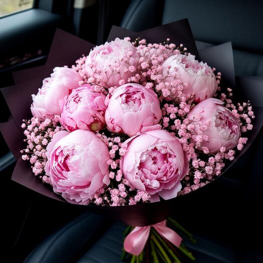 Пионы Pink in  Black M 💓
