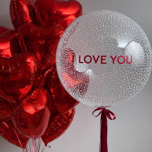 Набор шаров с надписью "I love you"