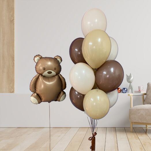 Фонтан из 10шаров🎈 + мишка коричневый