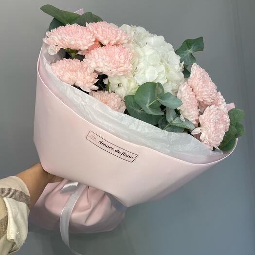Гортензия и кустовая хризантема 🌸