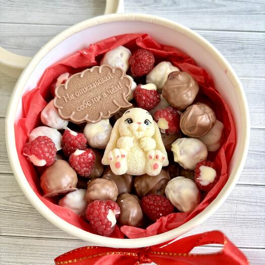 Свежая малина и маршмеллоу в бельгийском шоколаде