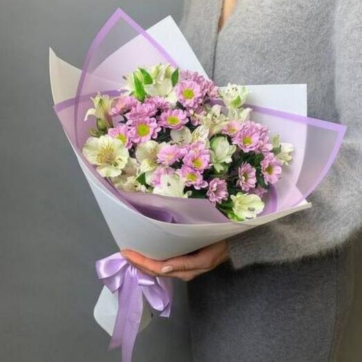 Сантини с белой альстромерией букет les fleur (В0004)