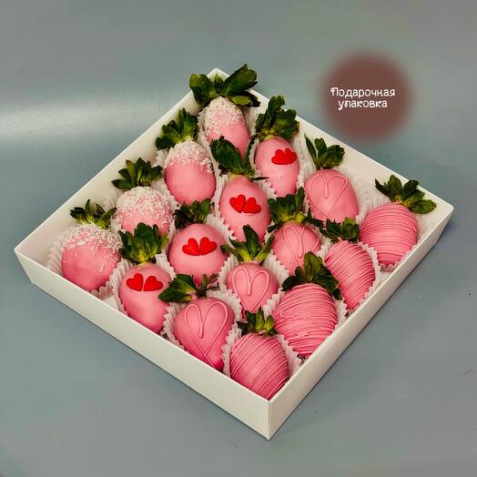 Fresa en chocolate conjunto "Corazones" (20-25 bayas)