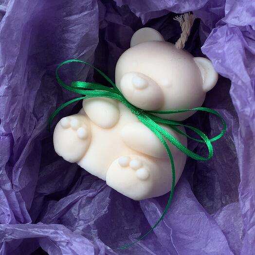 Свеча «Мишка» из натурального соевоего воска с рандомным посланием ️