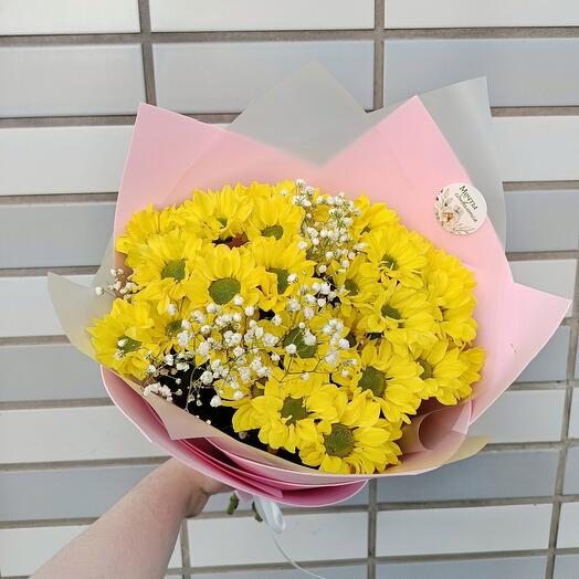 Ромашки для нее💛 Букет хризантем Желтая хризантема Дофаминовый букет