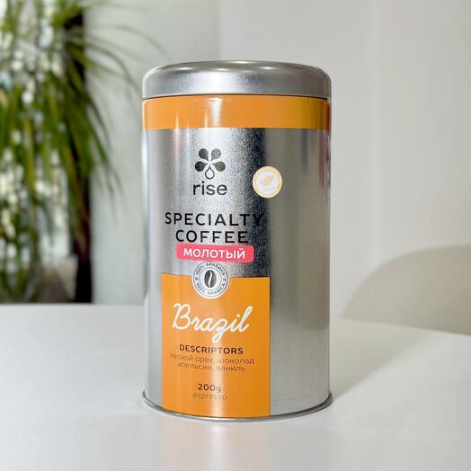 Rise Brazil Cerrado GTFC кофе в банке, 200 гр, молотый., RS-BROB-020-M