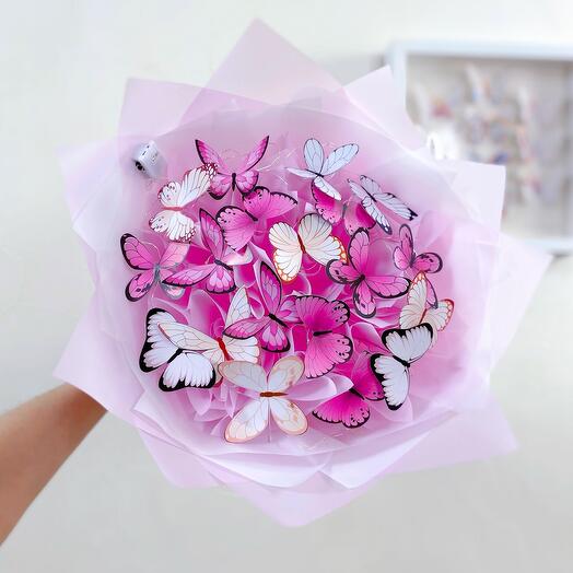 Светящийся букет из 19 бабочек 🎀