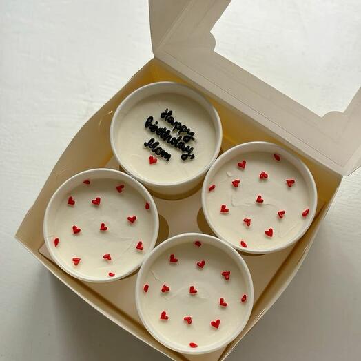 Cake to go "Happy birthday" 4 шт, торт в стакане, трайфл на день рождения маме