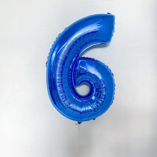 Шар Цифра 6 синяя