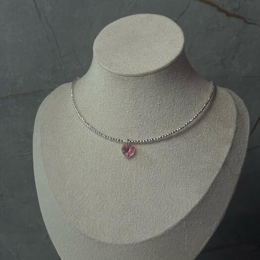 Чокер с розовым сердечком SW