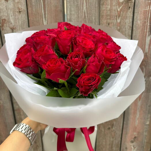 Монобукет из 21 роза красная импортная