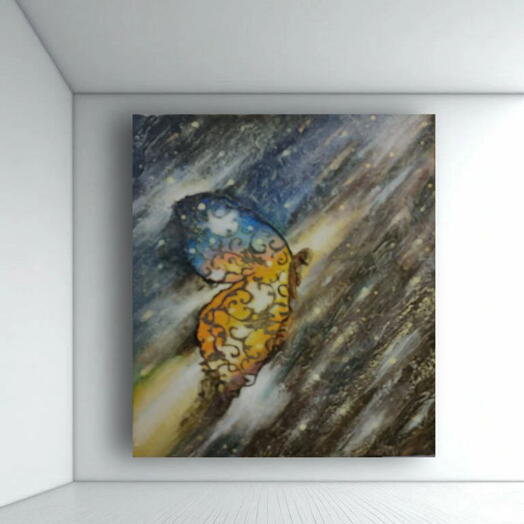 Картина фактурная интерьерная с бабочкой