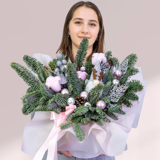 Новогодняя композиция с ароматным нобилисом в "розовом". Арт.368 Арт.368