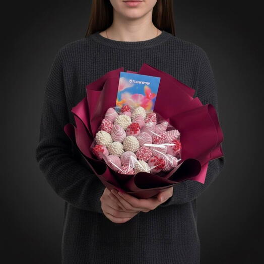 Букет из клубники в шоколаде «Клубничная мечта» 27 ягод