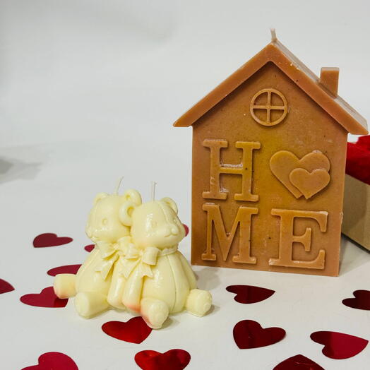 Подарочный набор ароматических натуральных свечей home дом с мишками