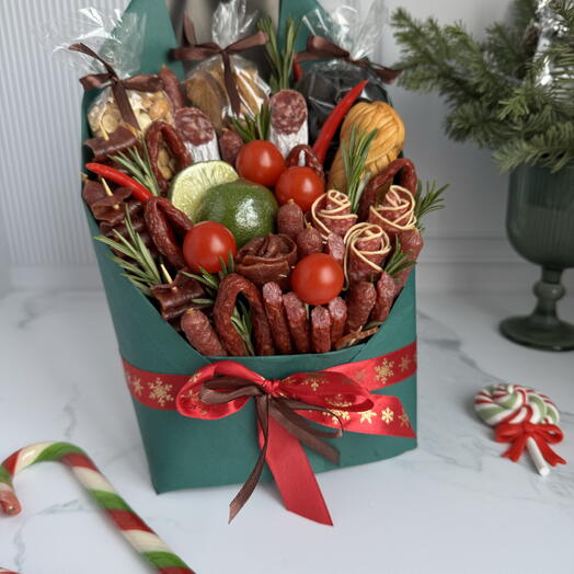 Закусочный букет из колбас и сыра. Букет мужской