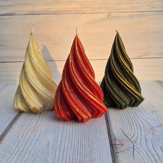 Свеча витая 3шт ассорти