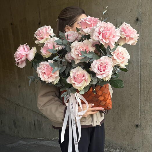 French roses in a basket