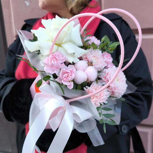 Композиция "Моя нежность" Французская роза и хлопок