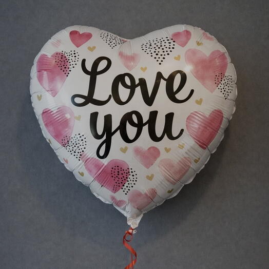 Фольгированное сердце с надписью Love You