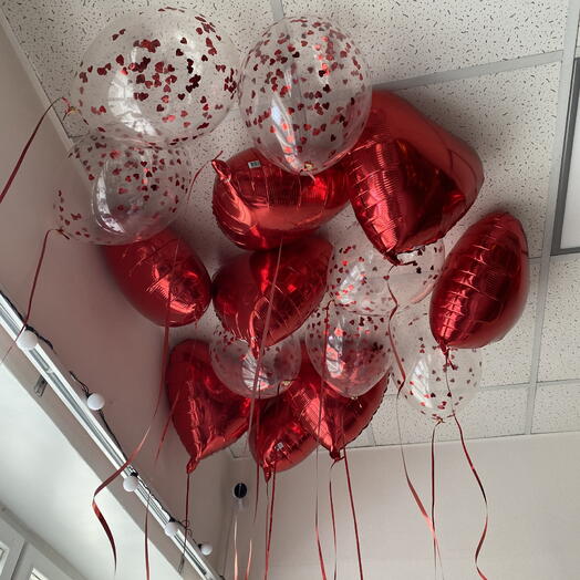 Шары сердца на 14 февраля День Святого Валентина 15 штук для девушки или для мужчины