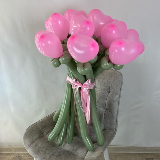 Букет розовых сердец